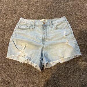 Light Blue Distressed Denim Shorts